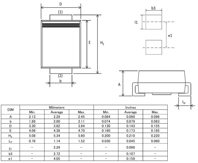 機械図面 - ROHM Semiconductor PBZTBR1xツェナーダイオード
